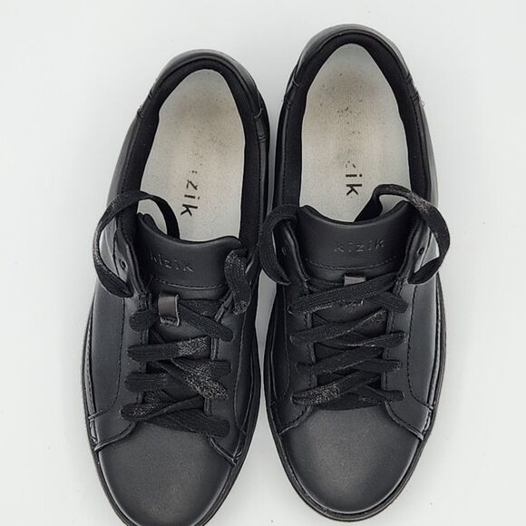 Kizik Vegas Hands Free Sneakers Walking Shoes Black Leather Mens 7 Womens 8.5 - Picture 4 of 8